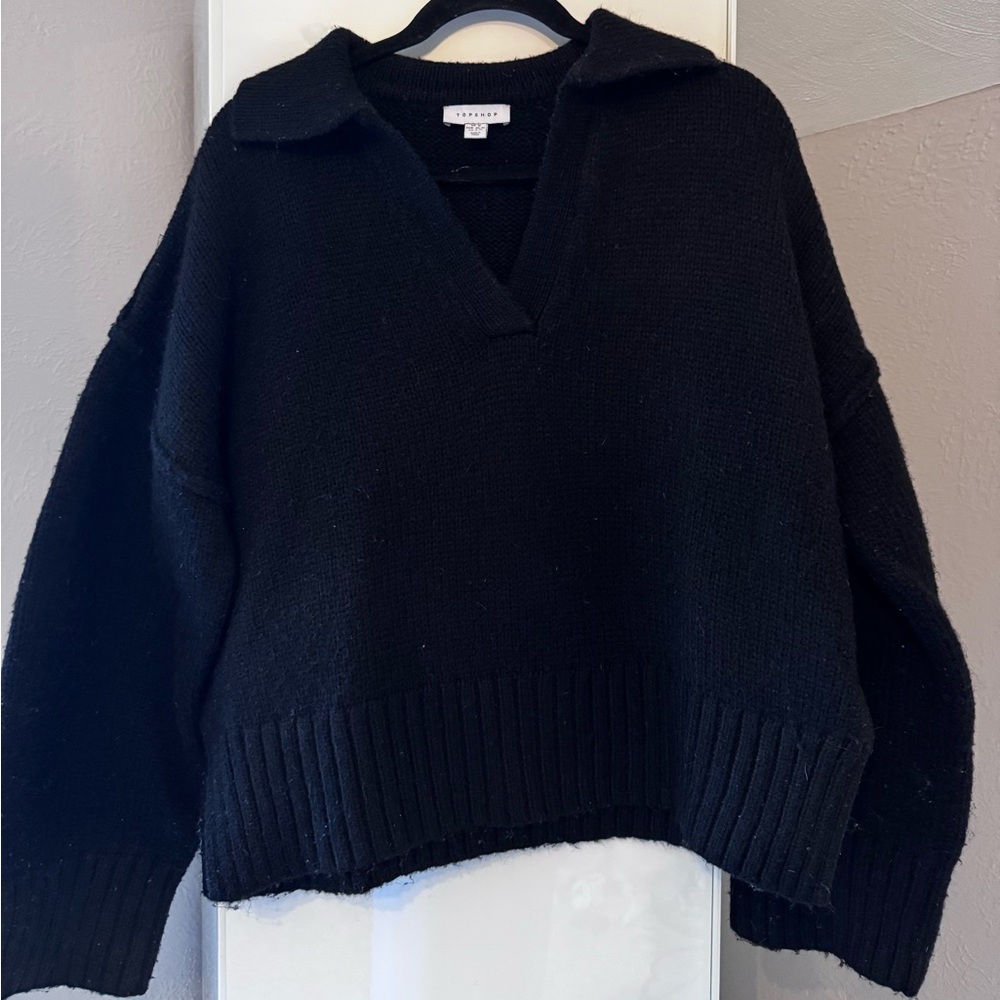 Topshop Black V-Neck Sweater